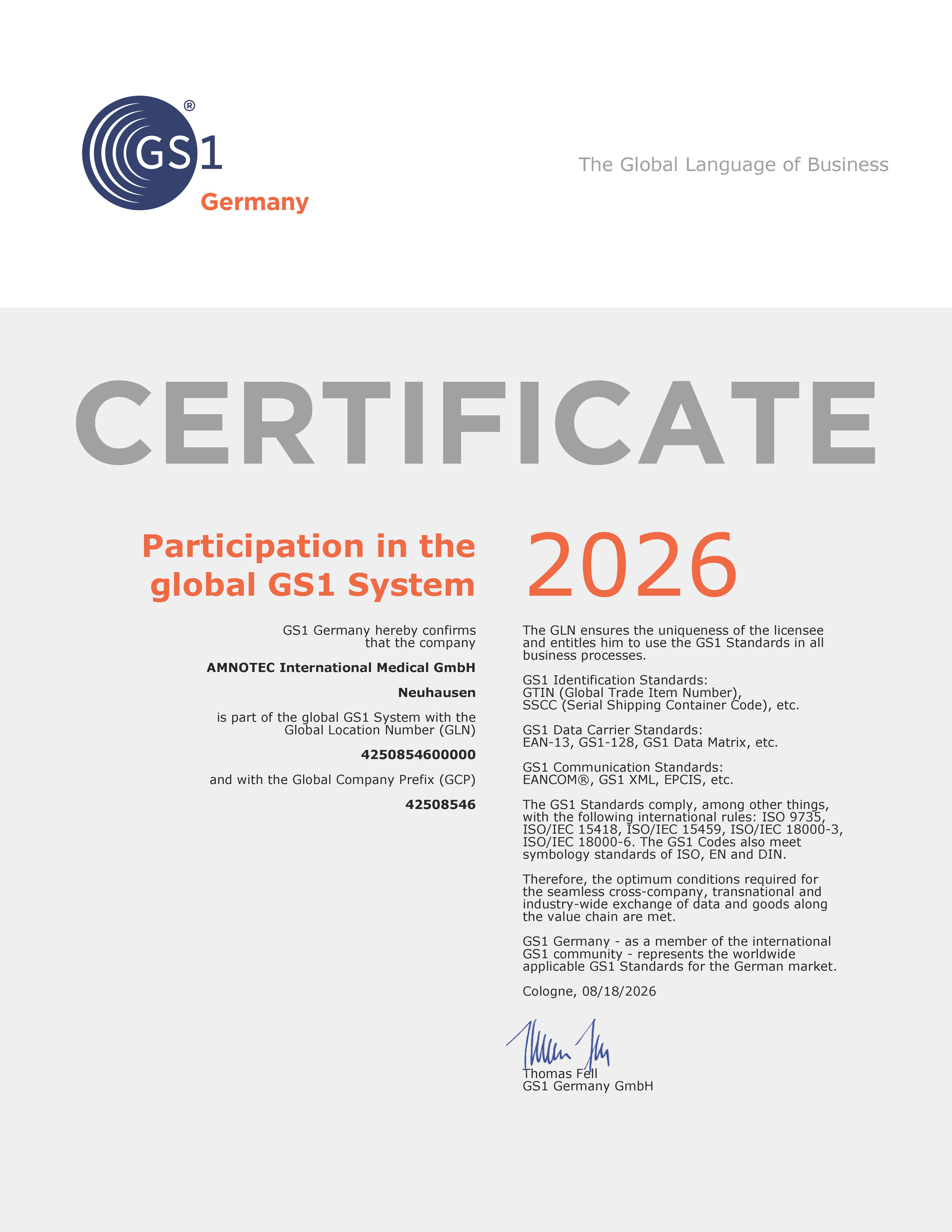 DokumentenBild zu Participation in the global GS1 system